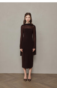French style light luxury long sleeved slim fit dress for evening wear
