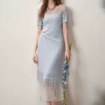 2026 Summer New Blue Hollow Knitted High Knowledge Beautiful Set Skirt