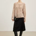 59% mohair handmade beaded plush soft and loose pullover sweater