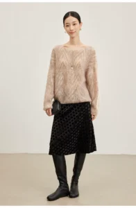59% mohair handmade beaded plush soft and loose pullover sweater
