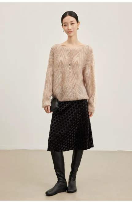 59% mohair handmade beaded plush soft and loose pullover sweater