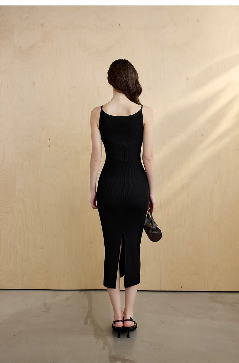 One collar camisole black dress, minimalist and elegant slim fit dress One collar camisole black dress, minimalist and elegant slim fit dress
