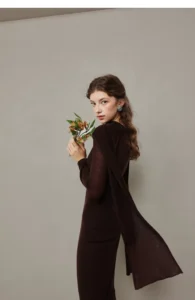 French style light luxury long sleeved slim fit dress for evening wear