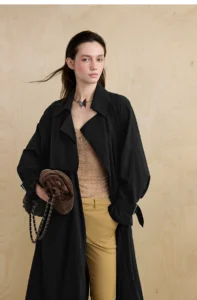 Lyocell cotton blend temperament jacket long windbreaker for women