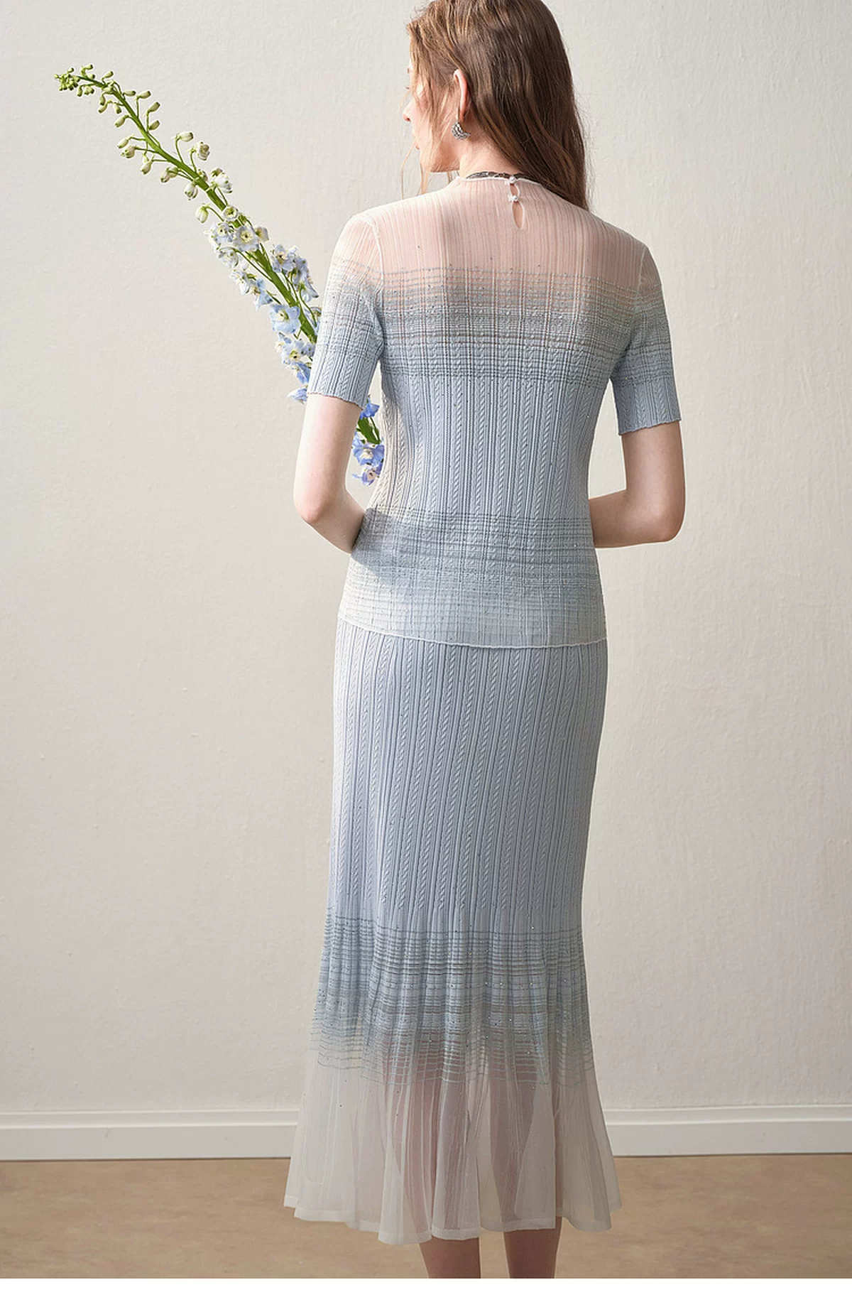 2026 Summer New Blue Hollow Knitted High Knowledge Beautiful Set Skirt!!2788992620 2026 Summer New Blue Hollow Knitted High Knowledge Beautiful Set Skirt