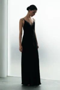 Lace patchwork acetate camisole dress