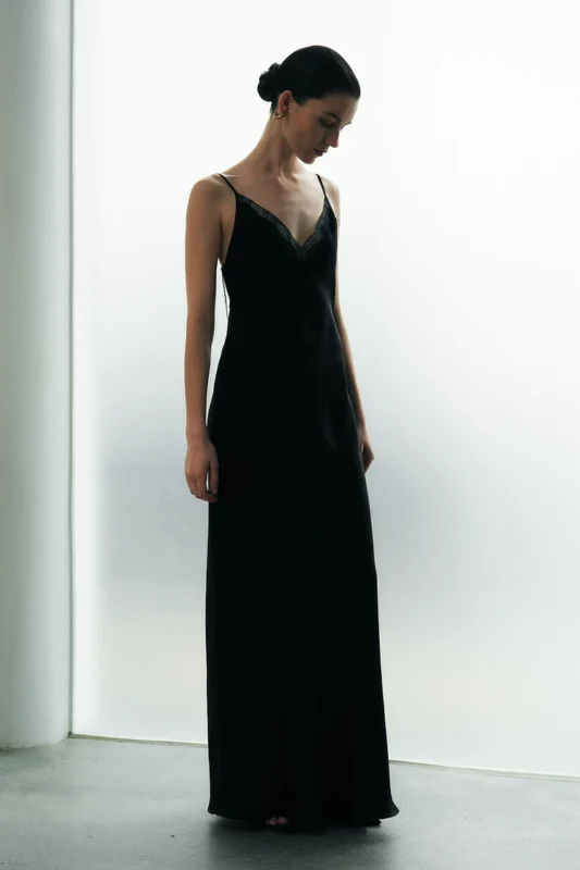 Lace patchwork acetate camisole dress
