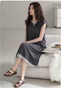 Summer pure cotton vest home clothes for women with breast pads and sleeping skirts