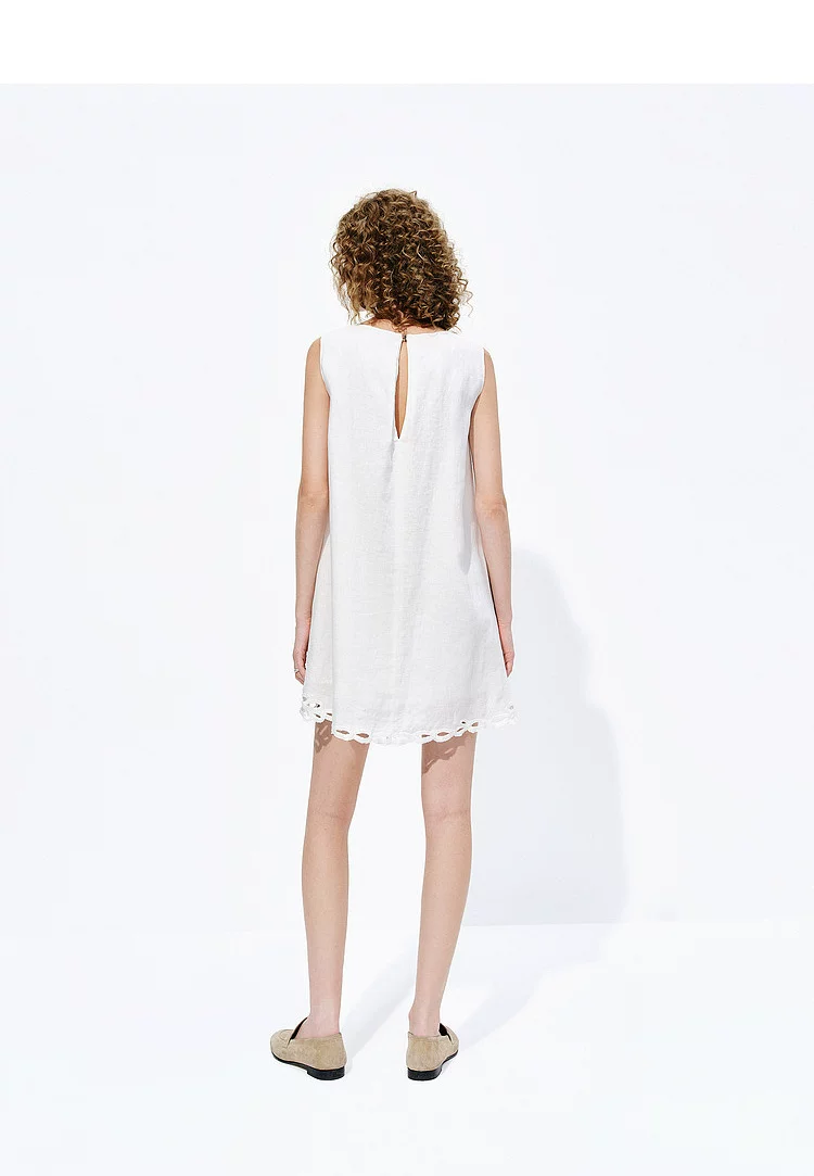 2026 Summer New French Normandy Linen Handmade Hollow Lace Dress 2026 Summer New French Normandy Linen Handmade Hollow Lace Dress