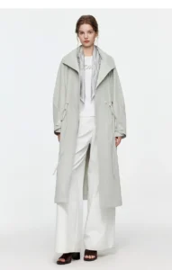 French jacquard scarf collar long windbreaker for women