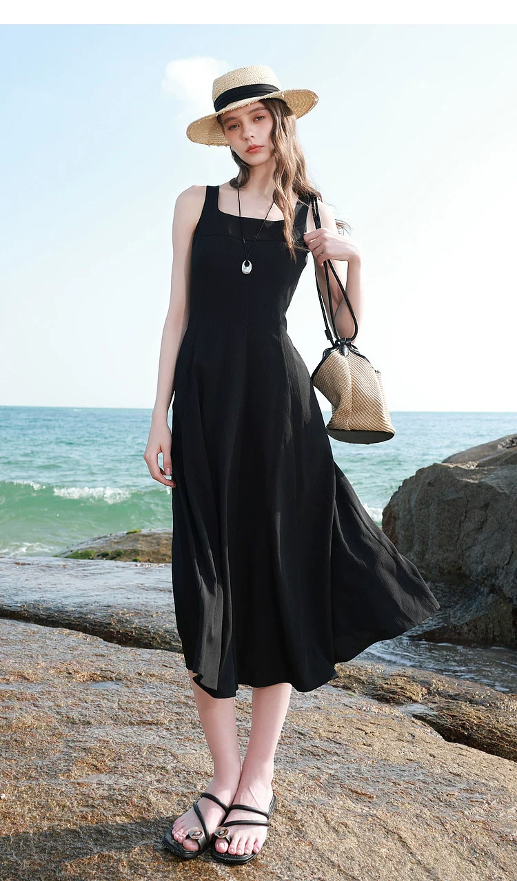New square neck slim fit sleeveless vest dress for spring and summer of 2026 New square neck slim fit sleeveless vest dress for spring and summer of 2026
