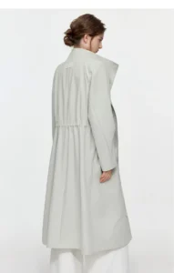 French jacquard scarf collar long windbreaker for women