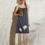 Hollow lace patchwork camisole skirt