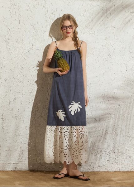Hollow lace patchwork camisole skirt