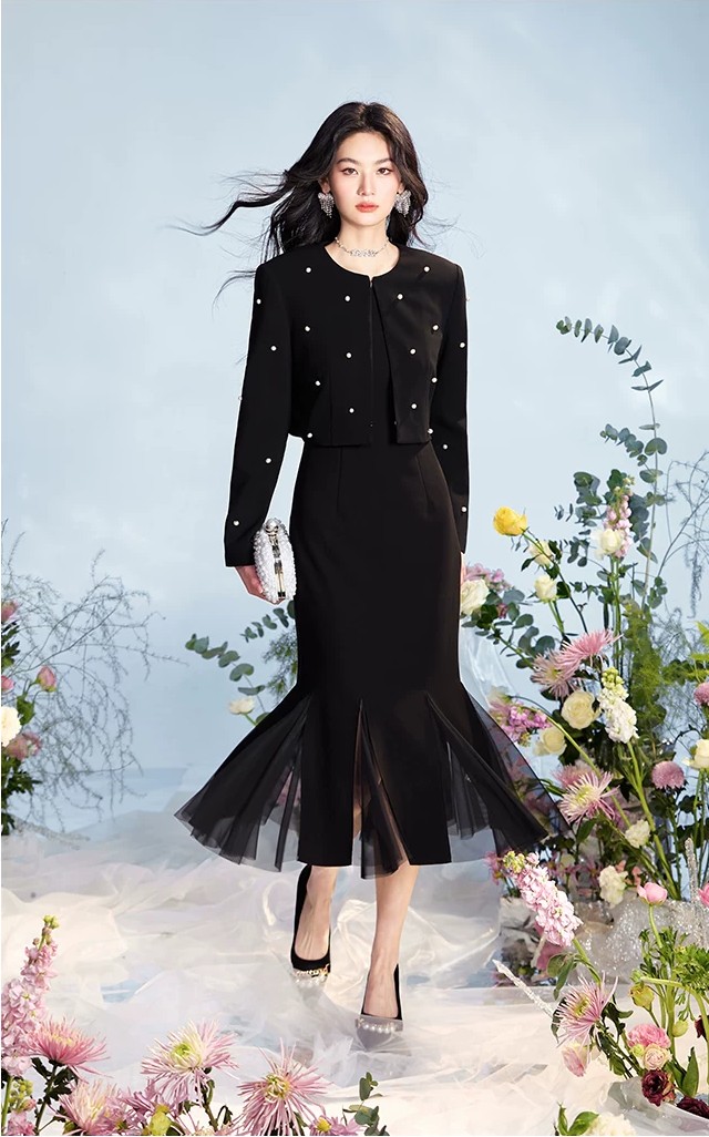 Square collar temperament fish tail dress!!2219009625610 Square collar temperament fish tail dress