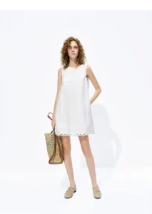 2026 Summer New French Normandy Linen Handmade Hollow Lace Dress