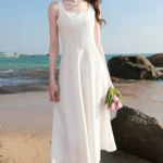 New square neck slim fit sleeveless vest dress for spring and summer of 2026